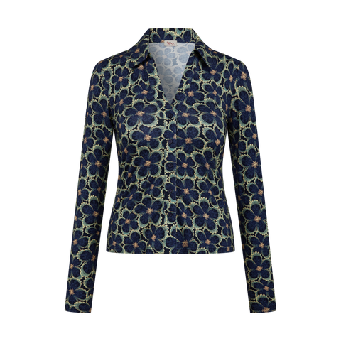 Heart Nottingham blouse blue FB008-TPB1 B04