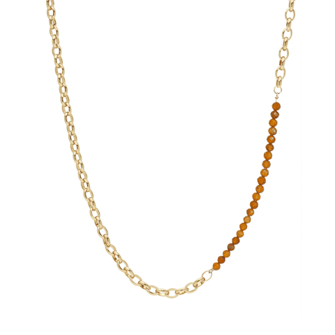 Madam the Label ketting oval small oranje granaat goud
