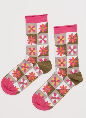 Seasalt Cornwall women's arty socks floral patchwork tulip AC00412_FLORAL