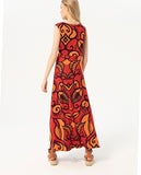 Surkana long sleeveless dress with ruching on chest orange 524TICE714-20