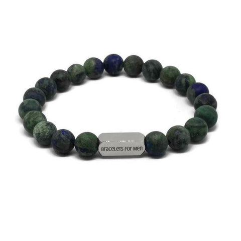 Bracelets-for-men-herenarmband-ocean-B0029-18: stoere blauw met groene kralenarmband voor heren