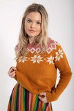 Oranje gebreide trui | anefae Hytte sweater occer/chalk/old rose