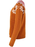Oranje gebreide trui | anefae Hytte sweater occer/chalk/old rose