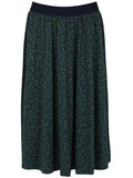 Danefae Chichi skirt dark navy fleurie 70120-3356: midi rok van biologisch katoen