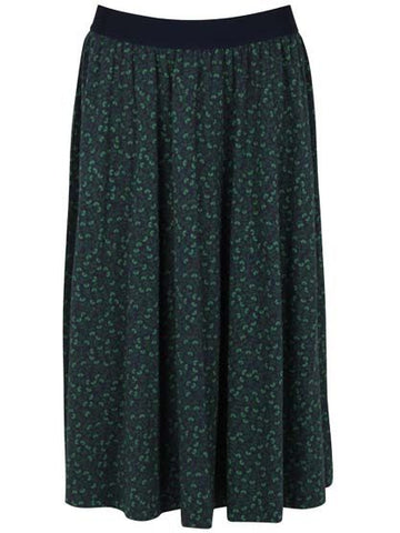 Danefae Chichi skirt dark navy fleurie 70120-3356: midi rok van biologisch katoen