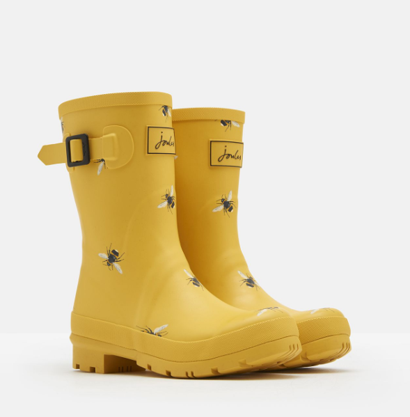 Joules Molly Mid Height Print Welly Yellow Bees Hippe Dingen