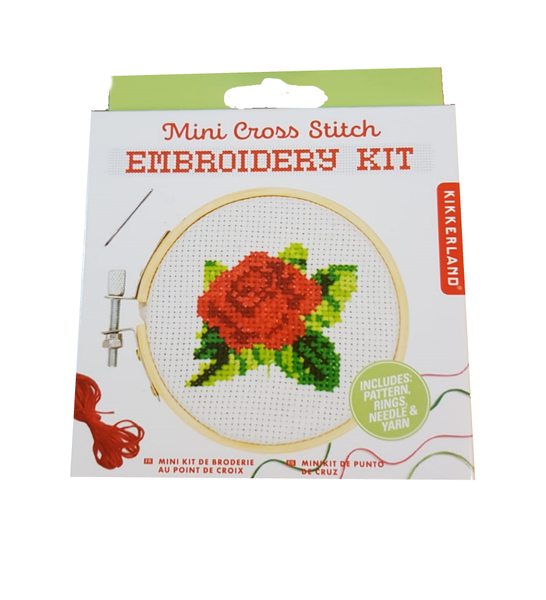 Kikkerland mini cross stritch embroidery kit rose GG178 – Hippe-Dingen