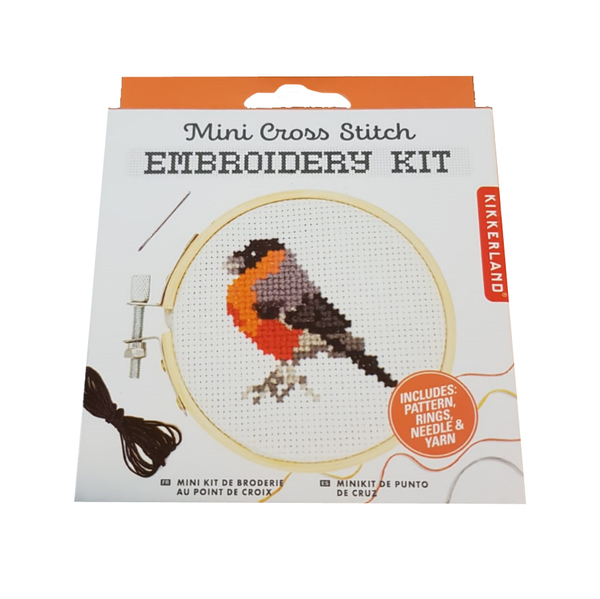 Kikkerland Mini Cross Stitch Embroidery Kit - Bird