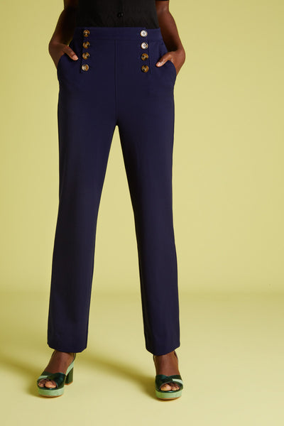 King Louie »DALLAS CAMERON« Vintage HIGH WAIST Trousers Sailor CULOTTE PANTS Hose - Nilgrün
