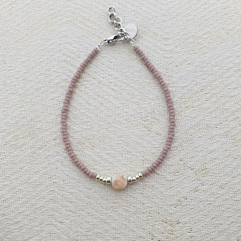 MOOI! Jewels armband met natuursteen taupe zilver