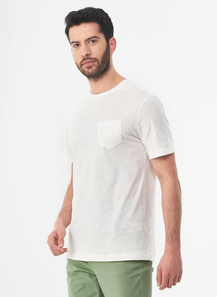 Wit t shirt voor mannen Organication pocket t shirt white