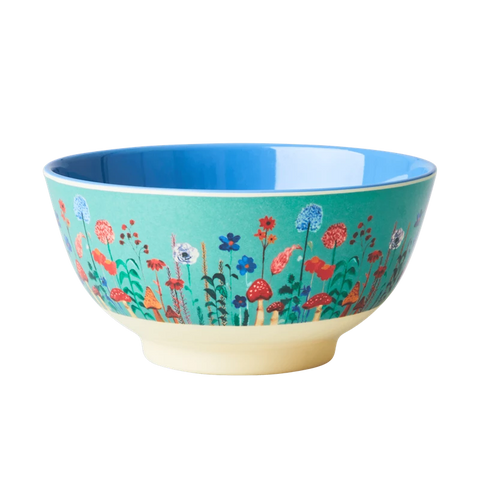 Rice medium melamine bowl with winther flower collage print MELBW-WFC