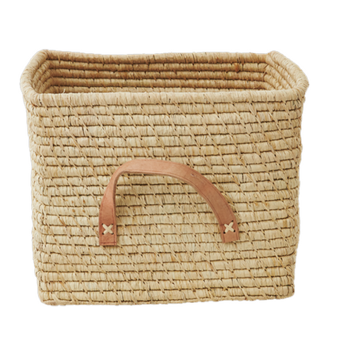 Rice-square-basket-natural-BSRAT-30N: vierkante opbergmand van raffia