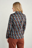 Kreukelblouse met bladerenprint | Seasalt Cornwall Larissa shirt carved leaf dusky jade