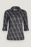 Kreukelblouse met bladerenprint | Seasalt Cornwall Larissa shirt carved leaf dusky jade
