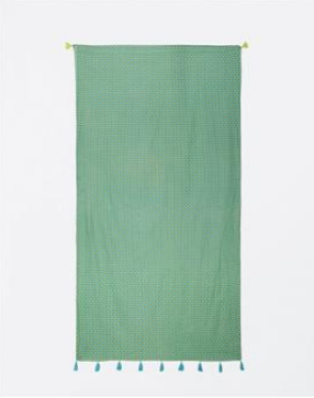 Surkana pareo scarf with pompoms green 33FULY221-60