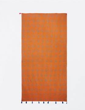 Surkana pareo scarf with pompoms orange