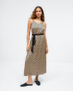 Surkana wide strap dress with contrasting belt black 523HESA721-00