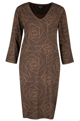 Zilch dress v-neck rosette marron 12VIS40.082