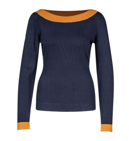 Zilch sweater boatneck navy two tone 12bas30.016P