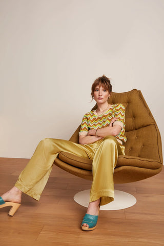 King Louie Irma Pants Star Satin Champagne