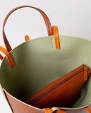 Surkana reversible shopper with inner pouch powdery green 25BASE811-65