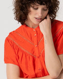Surkana short sleeve blouse with yoke trim detail orange