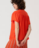 Surkana short sleeve blouse with yoke trim detail orange
