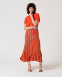 Surkana short sleeve blouse with yoke trim detail orange