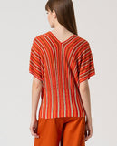 Short sleeve batwing sweater orange 515TAIS231-20