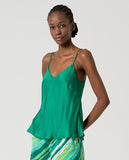 Surkana thin strap top V-neck billard green