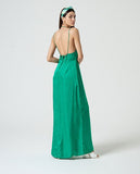 Surkana thin strap dress with V-neck billard green