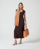Surkana sleeveless straight dress brown