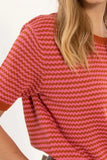 Danefae Danesilver pearl knit sweater tee rust/super pink 12249-4232