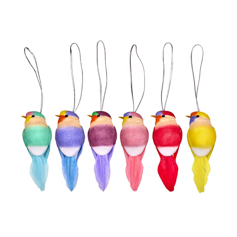 Rice bird hanging ornament 6 assorted colors HABIR-SXC