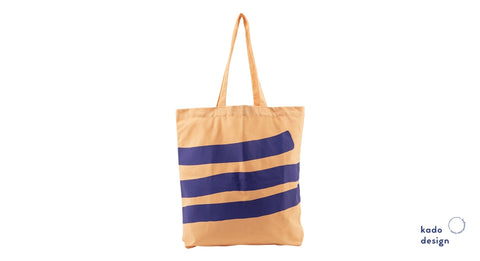 Kadodesign cotton bag stripes apricot blue 50JT106