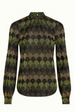 King Louie phoebe top diva jacquard olive green