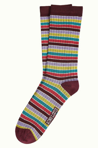 King Louie Socks Rib Stripe Porto Red 10143-600