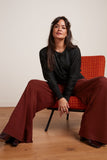 King Louie border palazzo pants milano crepe sandelwood brown 09372-553