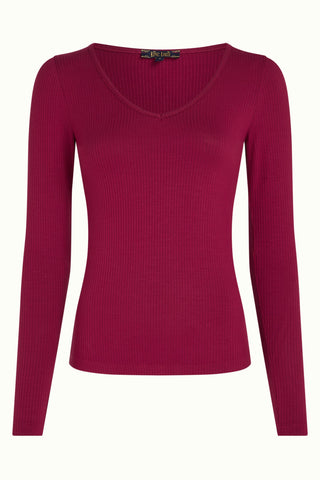 King Louie carice V top uni rib beaujolais red 08330-605