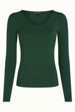 King Louie carice V top uni rib forest green 08330-204