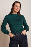 King Louie dita top bell sleeve duffy jacquard evening blue 09330-445