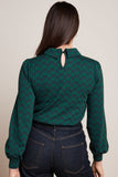King Louie dita top bell sleeve duffy jacquard evening blue 09330-445