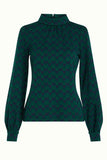 King Louie dita top bell sleeve duffy jacquard evening blue 09330-445