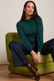 King Louie dita top bell sleeve duffy jacquard evening blue 09330-445