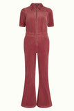 King Louie garbo flare jumpsuit corduroy desert red 09213-674