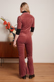 King Louie garbo flare jumpsuit corduroy desert red 09213-674