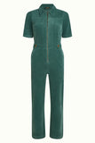 King Louie Garbo ZIp Jumpsuit Corduroy matcha green 07479-293