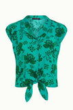 King Louie knot blouse coralie aqua green 08610-248