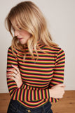King Louie rollneck top mimmi stripe cabernet red 09400-622